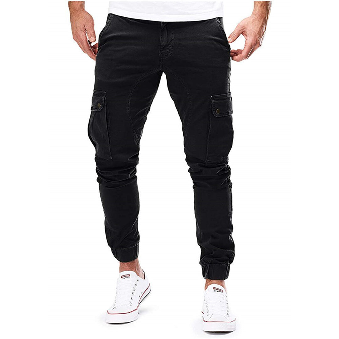 Cargo pants with elastic bands for men