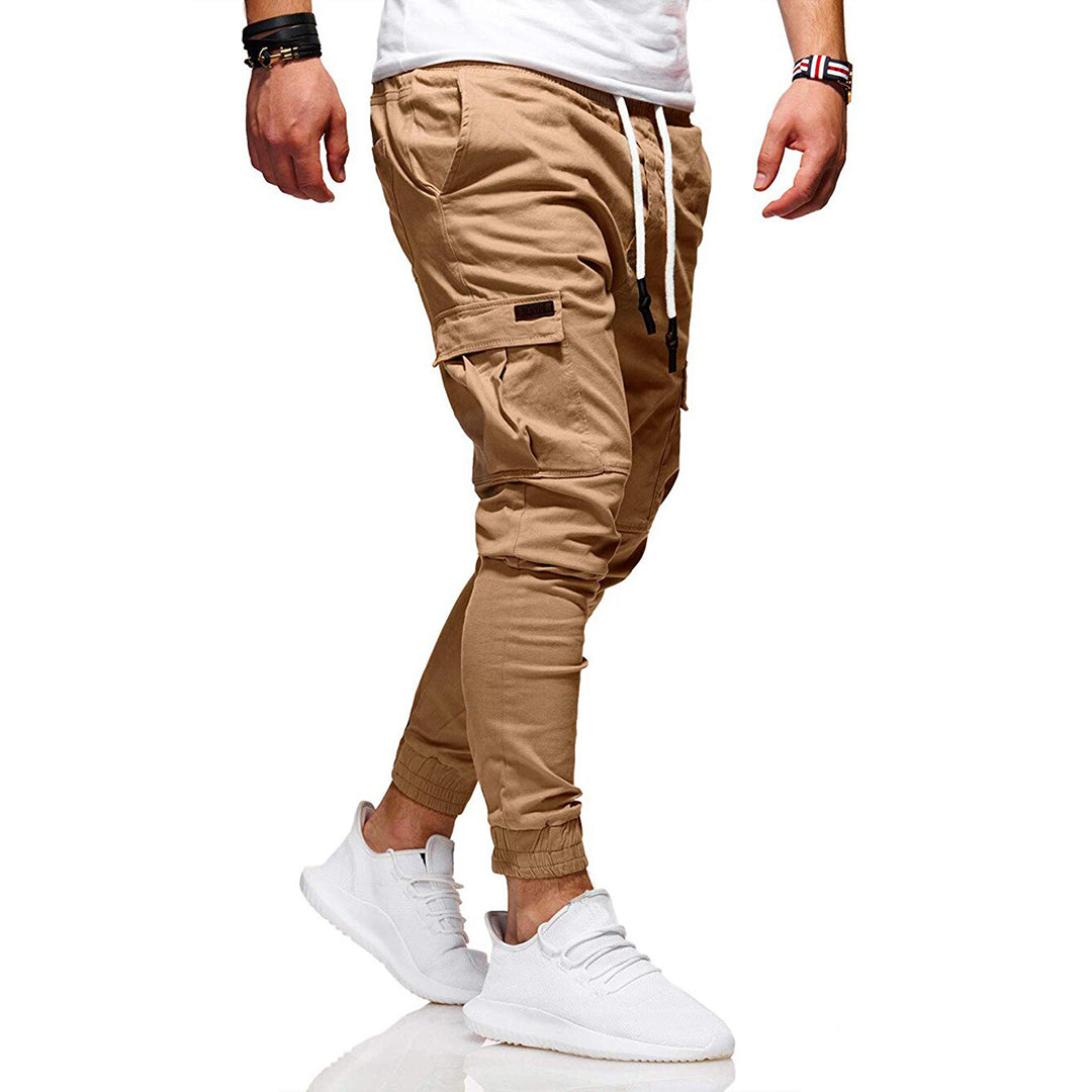 Cargo pants with elastic bands for men