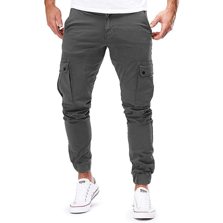 Cargo pants with elastic bands for men