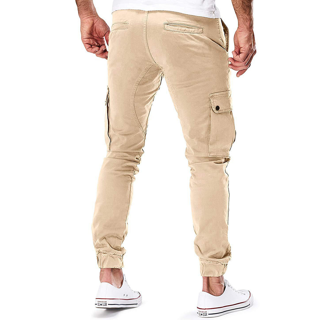 Cargo pants with elastic bands for men