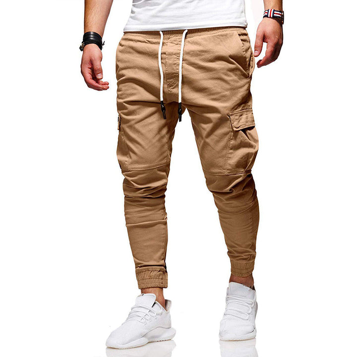 Cargo pants with elastic bands for men