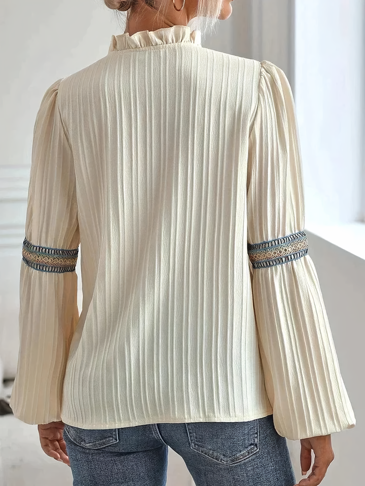 White boho long sleeve blouse for women