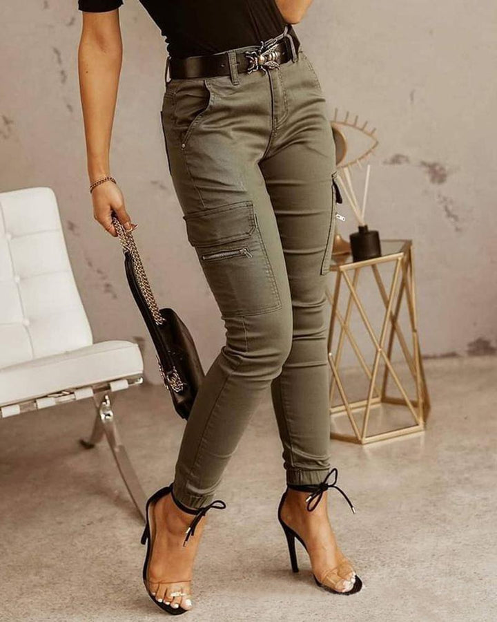 Cargo jeans with elasticated legs for women