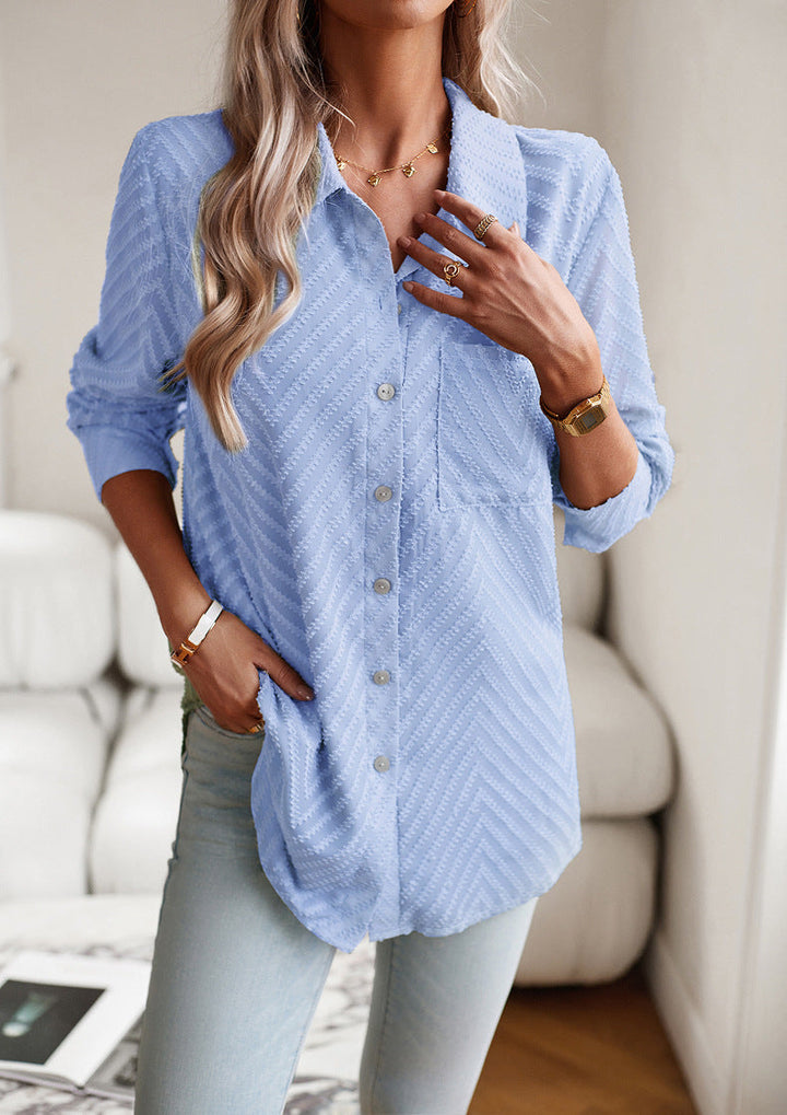 Casual Blue Blouse with Print for Women